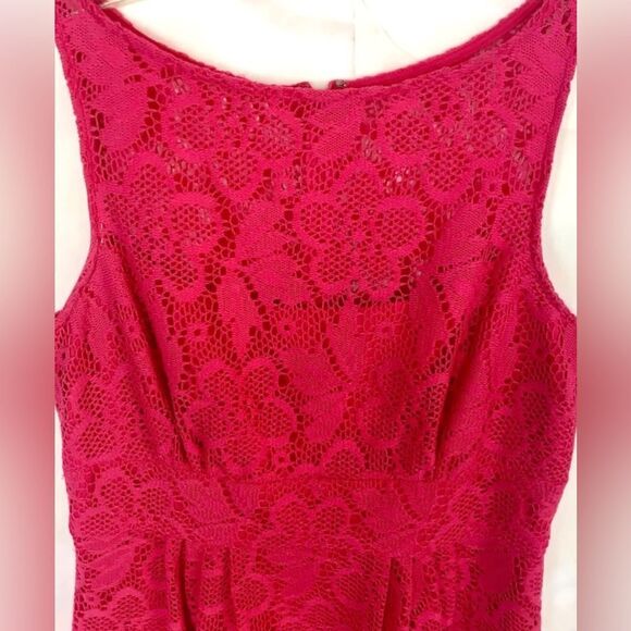SD COLLECTION Dark Pink Empire Dress Lace Overlay Women Size 10 - Picture 2 of 5